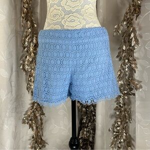 Loft Women’s Size 6 Blue Crochet Scallop Cottagecore Coquette Shorts‎